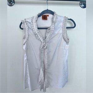 Tory Burch Ivory Ruffled Blouse